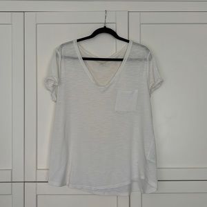 H&M Basics white t-shirt with pocket detail, size L. Good condition.
